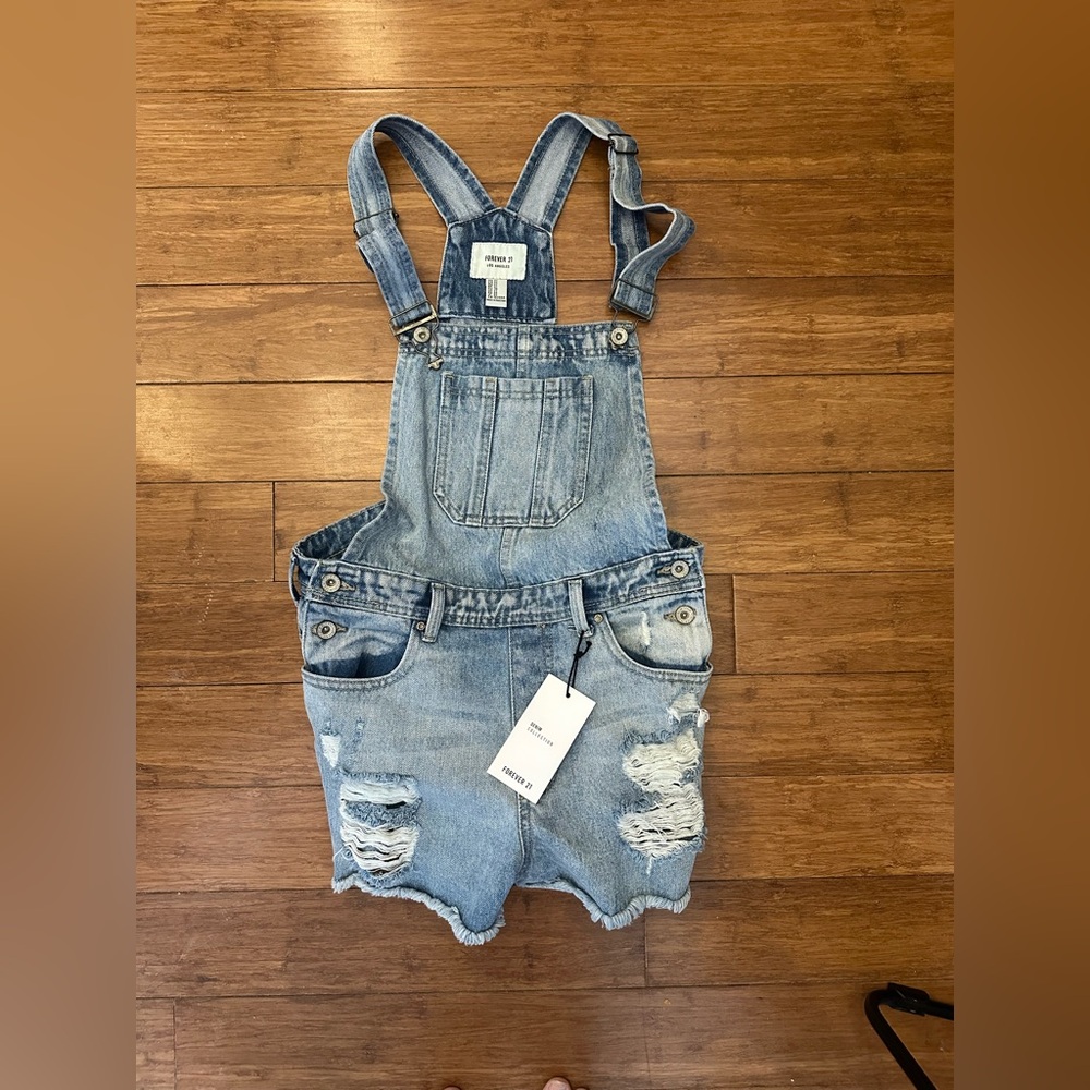 forever 21 overall jean shorts